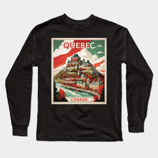 Quebec Canada Vintage Poster Tourism 1 Long Sleeve T-Shirt by TravelersGems